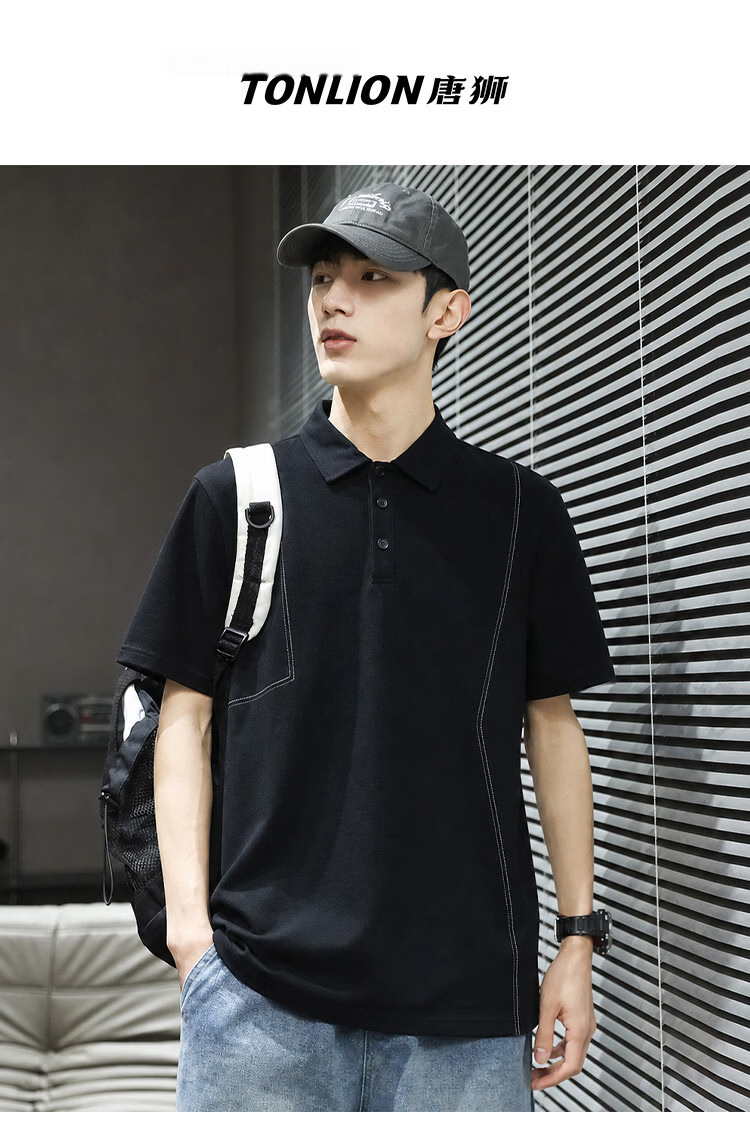 TonLion 2026 Summer New Men's Short Sleeve Polo Shirt Unique American Collar Fashion T-Shirt 2