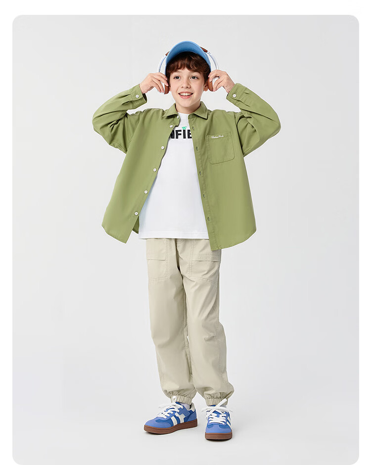 Balabala Boys' Long Sleeve Shirt with Turn-Down Collar Baby 2026 New Spring Curved Hem Pure Cotton Skin-Friendly Versatile Top 45