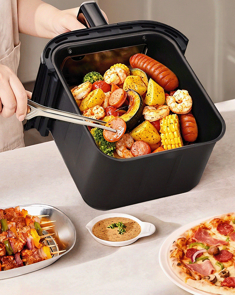 SUPOR No-Flip Air Fryer with Top And Bottom Views, Fully Automatic Steam And Bake All-In Machine for Home Use, 6L Large Capacity Metal Inner Electric Fryer, New Model KD60D876 6