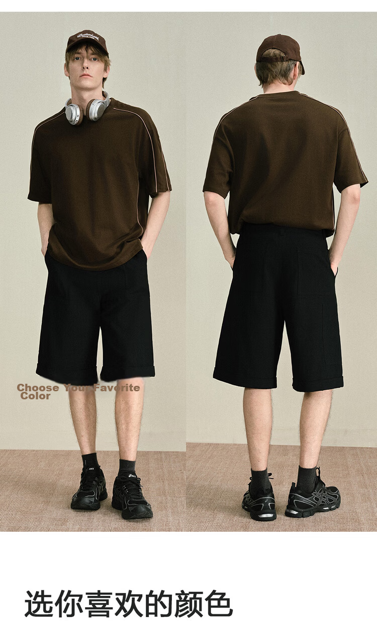 Giordano Designer Casual Shorts Men Pure Cotton Multi-Pocket Mid-Rise Straight Five-Point Cargo Pants 18106705 18