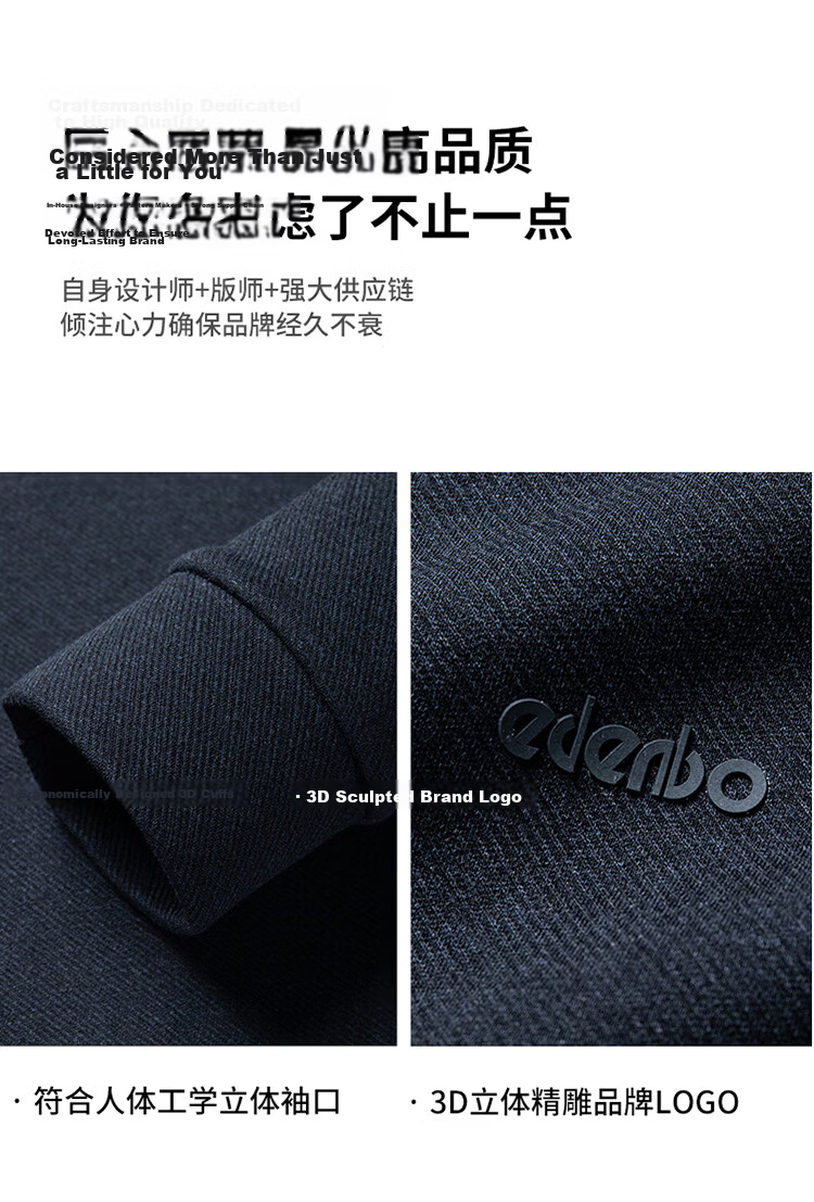 Edenbo Long Sleeve Fleece-Lined Polo Shirt Men Autumn Winter Warm Commuter Top Dark Blue 175/92A (XL) 11
