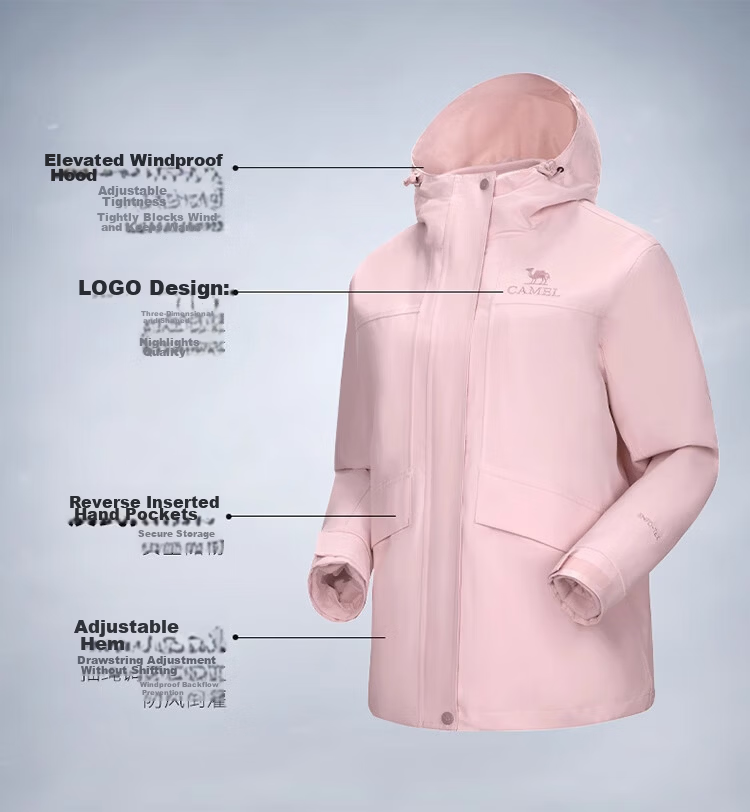 CAMEL Women's 3-in-1 Fleece Detachable Outdoor Softshell Jacket Windproof Waterproof Hiking Mountaineering Coat for Men 5