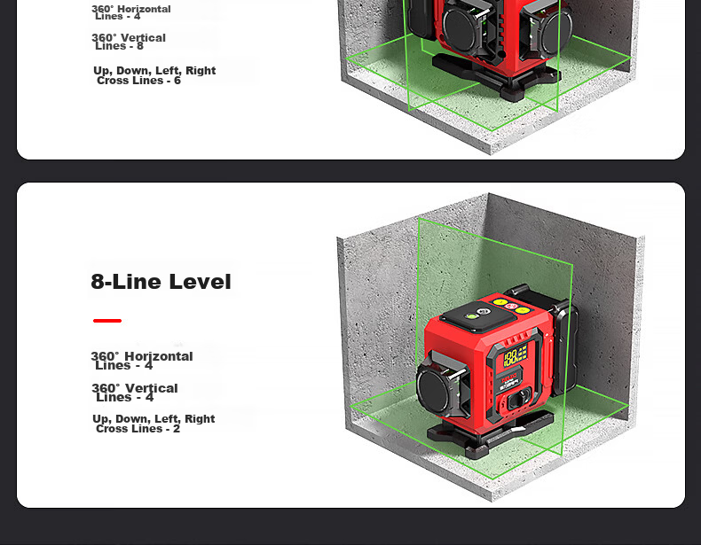Delixi Electric Green Light 16-Line Infrared Level Laser Dual Power High Precision Strong Light Fine Line Auto Leveling Outdoor Construction 28