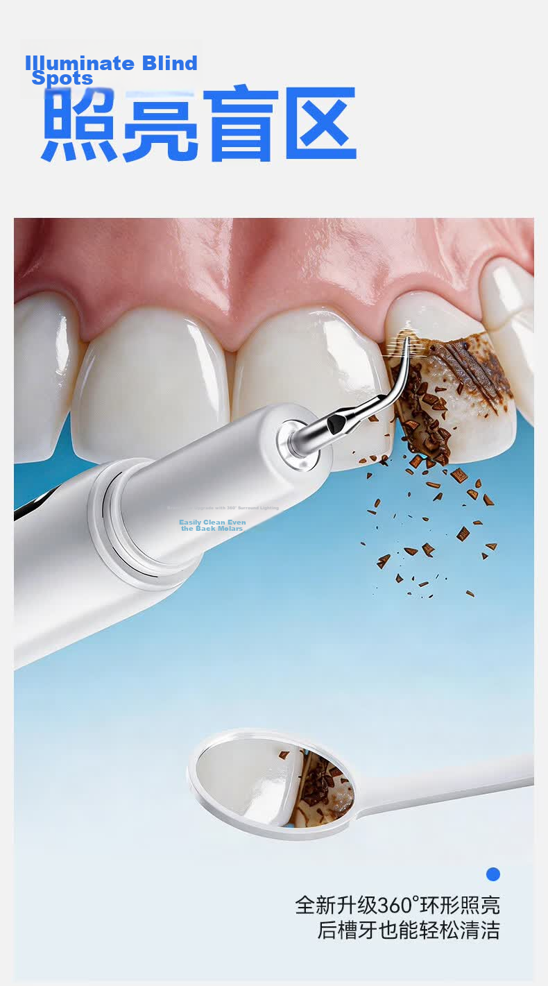 Lenovo Ultrasonic Dental Cleaner Teeth Tartar Remover Oral Irrigator Yellow Stain Tartar Cleaning Plaque Polishing Tool Medical Home Use JD Self-operated 17