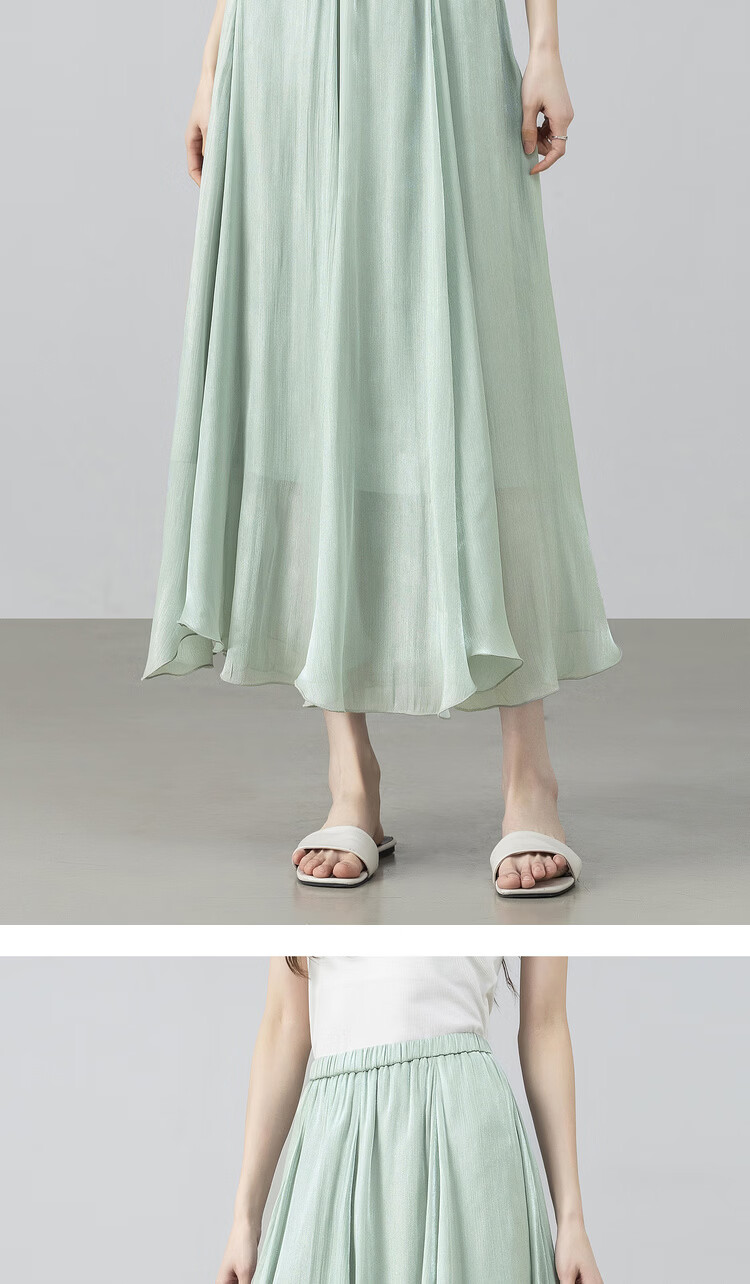 Shangdu Bila Elegant Radiant Half Skirt for Women Summer Soft Style Slimming A-Line Skirt Lightweight Draped Elastic Waist Flared Skirt 16