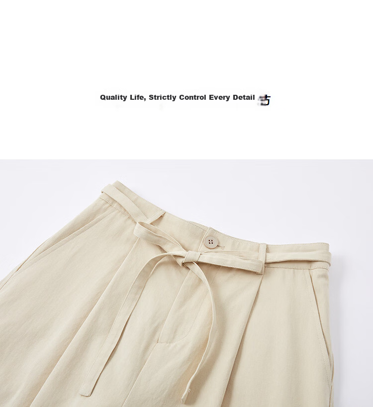 Demana [Pure Cotton Weaving] Spring Simple Detachable Decorative Tie Multi-Pocket Loose Petite Women's Casual Pants 11