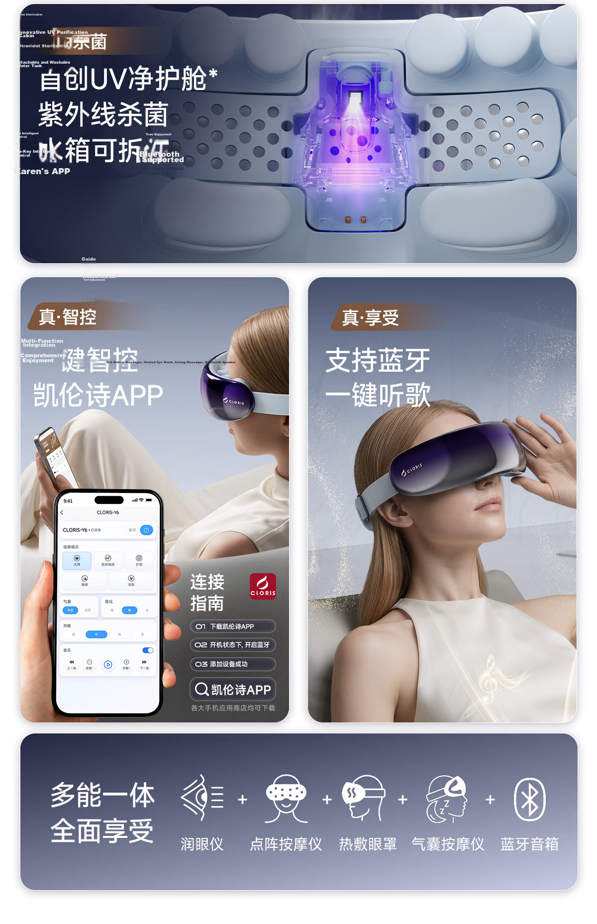 CLORIS Y6 Eye Massager, Steam Eye Mask for Adults And Children, Eye Care Device with Atomization, Vibration, And Heat Therapy for Temples, Birthday Gift for Wife, Present for Parents 6