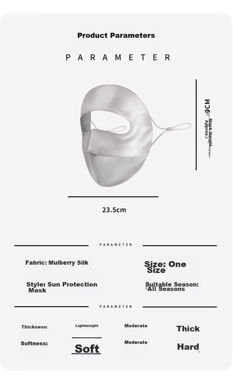 HAOGUAN 2026 New Silk Sun Protection Mask Soft Mulberry Silk Eye Protection Cooling Breathable Sunshade Medical Sensitive Skin Face Mask 7
