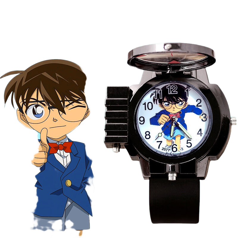GEORGCOUNT Conan-Style Anesthesia Watch for Teenage Boys, Middle And Elementary School Students, Anime-Style Laser Children's Watch for Boys