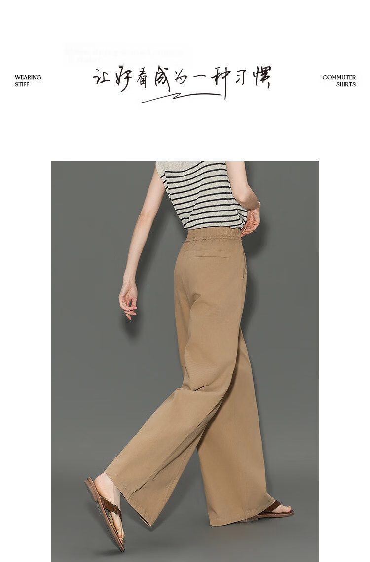 Demana [Cloud Comfort 100 Cotton] Spring Pear-Shaped Comfortable Elastic Waist Loose Fit Concealed Wide-Leg Casual Pants for Women Premium Quality 8