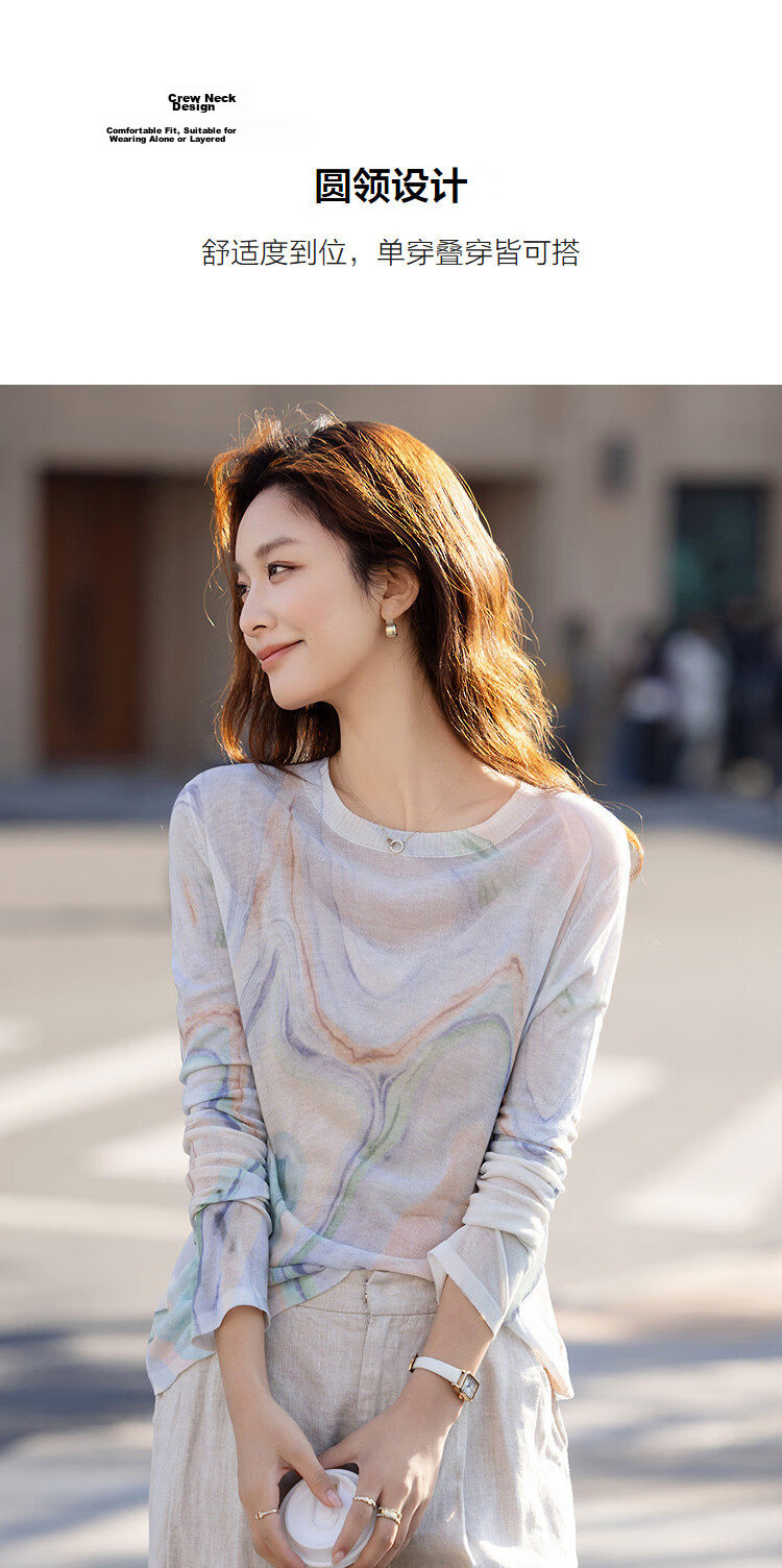 Demana Artistic Narrative Spring National Style New Chinese Positioning Printed Slim Knit Sweater for Petite Women 7