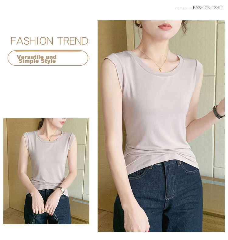Modal Women's Tank Top Summer Sleeveless T-Shirt Basic Innerwear High-End Thin Vest M 3