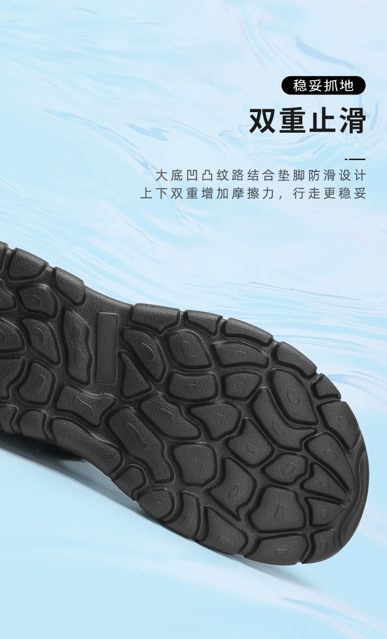 Goldlion Men's New Casual Sandals with Velcro Lightweight Shock-Absorbing Durable Beach Shoes G229420234AAF Black Size 37 6