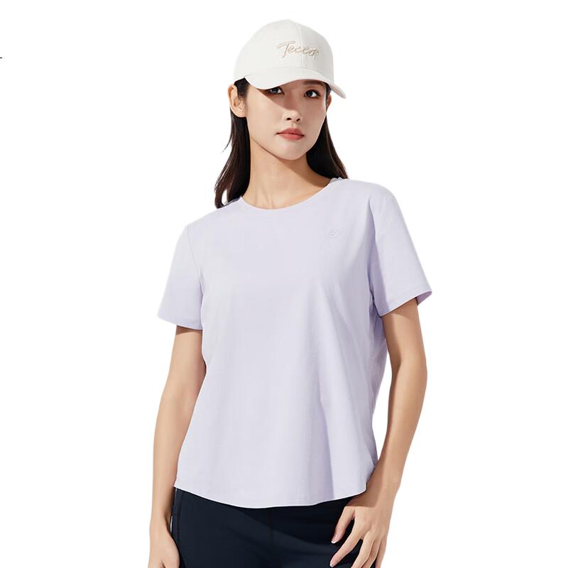 TECTOP Short-Sleeve Top, Lightweight Round Neck Sports Breathable T-Shirt, 2422120TX, Deep Purple, Size S