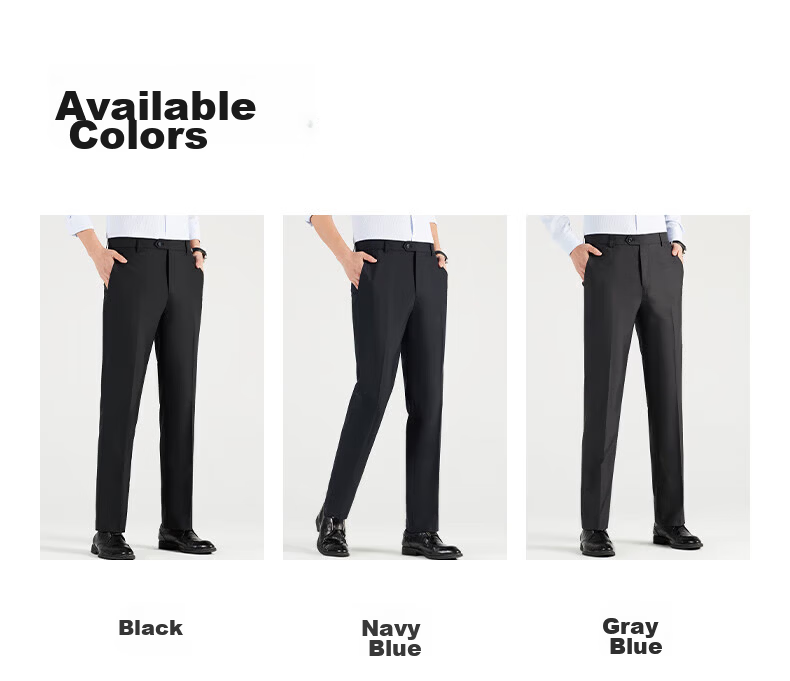ROMON Men's Four-Season Business Casual Wrinkle-Resistant Dress Pants Black 34 13