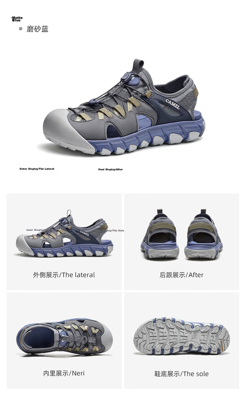 CAMEL Summer Breathable Height-Increasing Outdoor Casual Hiking Sandals G16M076035 Suede Blue 43 13