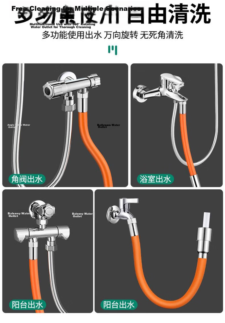 KEGOO Faucet Extender Splash-Proof Extension Connector Universal Rotatable Flexible Hose Nozzle Cover 20cm K5118 4