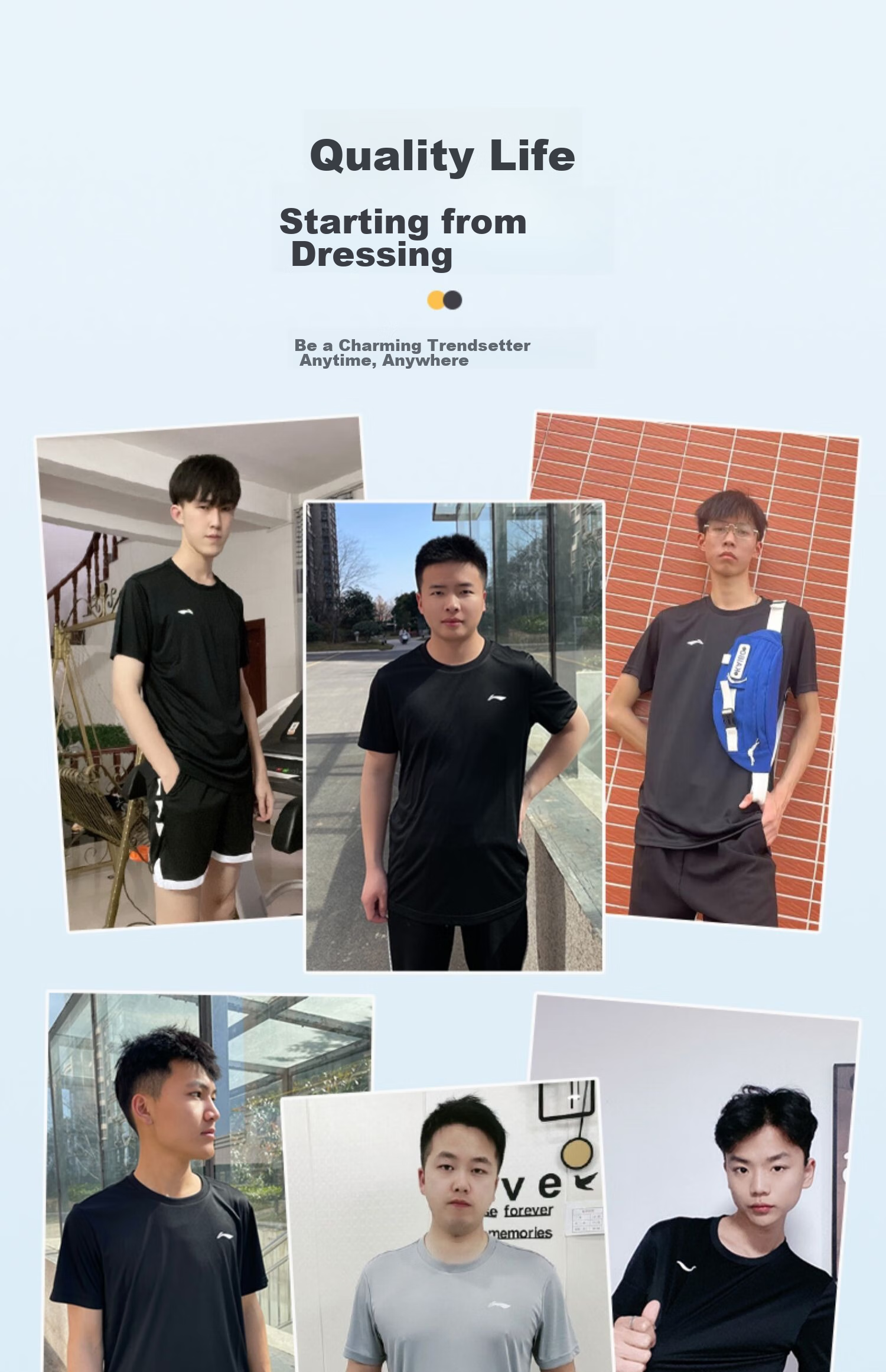 Li-Ning Short-Sleeve T-Shirt for Men, Summer Style, Trendy Printed Couple's Design, Loose-Fitting Casual Breathable Round Neck Sports Top 5