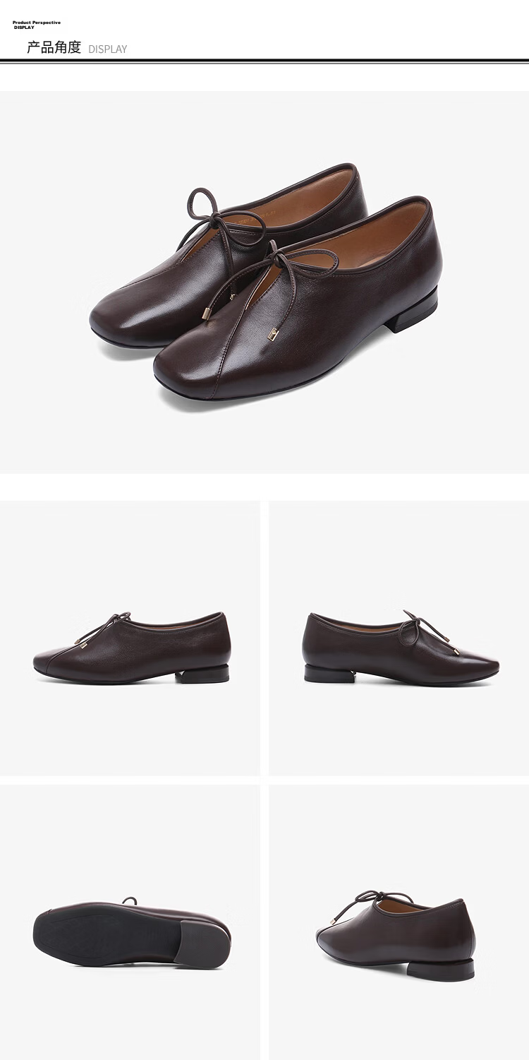 Le Saunda Summer New Square Toe Slip-On British Style Sheepskin Chunky Heel Granny Flats Women 32301 Brown BRK39 7