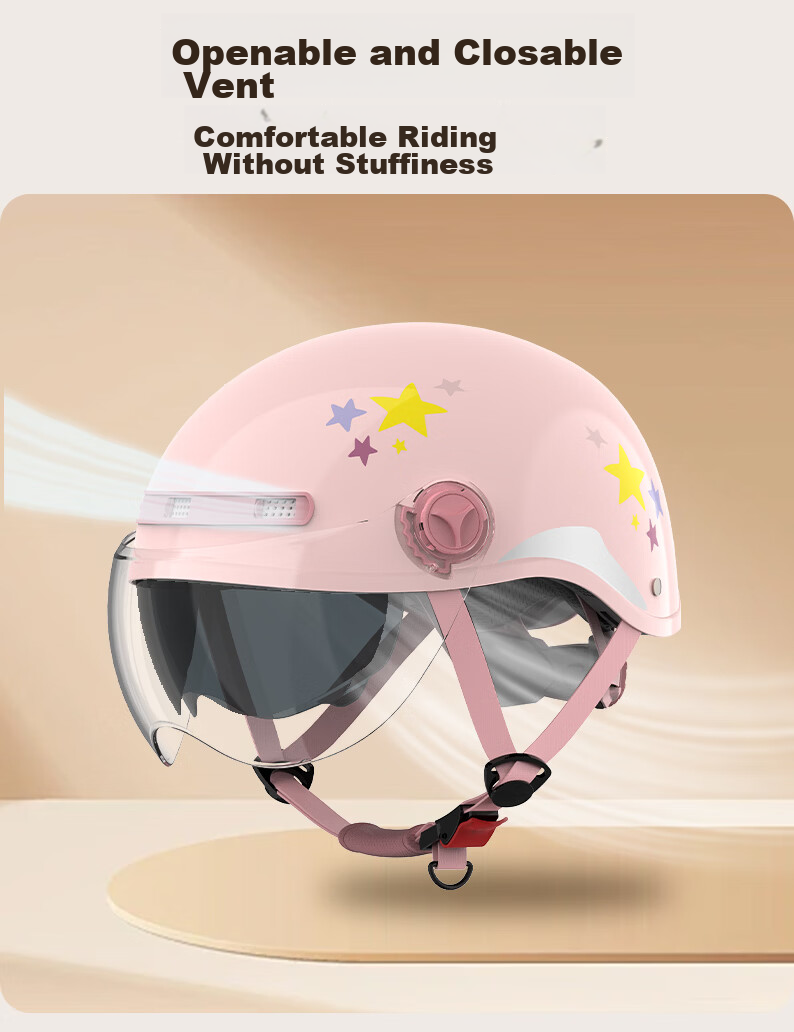 Yundianwei Women's Electric Bicycle Helmet, 3C Certified, Scooter Safety Helmet, Couple And Parent Lightweight Motorcycle Half Helmet for All Seasons, Smart Bluetooth Dual Visor Model, Kabbi Pink, Large Size L 8