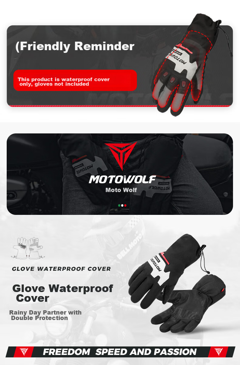 MOTOWOLF All-Season Motorcycle Riding Gloves Waterproof Windproof Warm Racing Rainproof Gloves for Men and Women 1