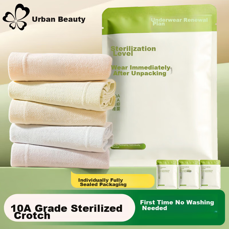 Urban Beauty First No-Wash A-Class Cotton Women's Underwear Silk Gusset 10A Antibacterial Mid-Waist Plus Size Women's Briefs