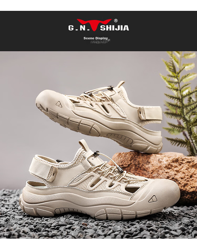 Bull Family Baotou Men's Summer Breathable Hollow Beach Sandals Outdoor Casual Sports Creek Shoes Men's Hole Shoes 52