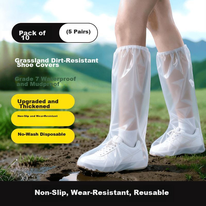 Chegui Mu Non-Disposable PVC Rain Shoe Covers Waterproof Anti-Slip Transparent Thickened Durable Shoe Covers Size L for EU 36-39