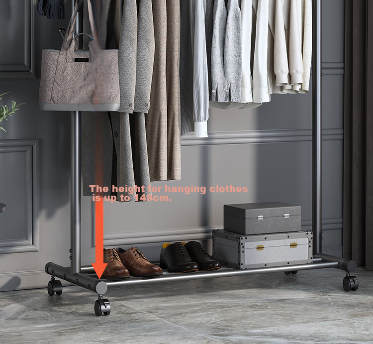 Yicainianhua Clothes Drying Rack, Floor-Standing Movable Bedroom Hanger, Simple Drying Rack for Clothes, Balcony Drying Pole, Coat And Hat Stand, 2006GY 5