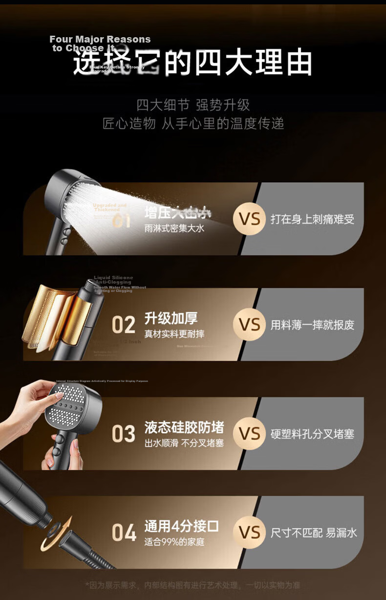 HOMK Seiko Pressurized Shower Head New Bathroom Filtered Single-Head Shower Sprayer 3