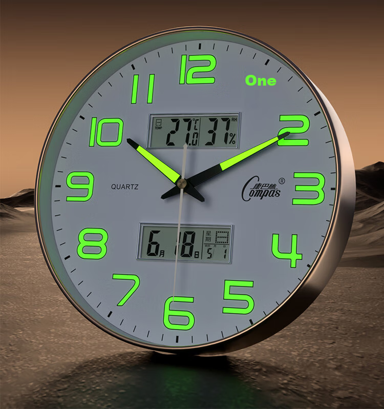 Compas Luminous Wall Clock Living Room Perpetual Calendar Quartz Clock Minimalist 1537-1 Light Luxury Gold 30.5cm 2