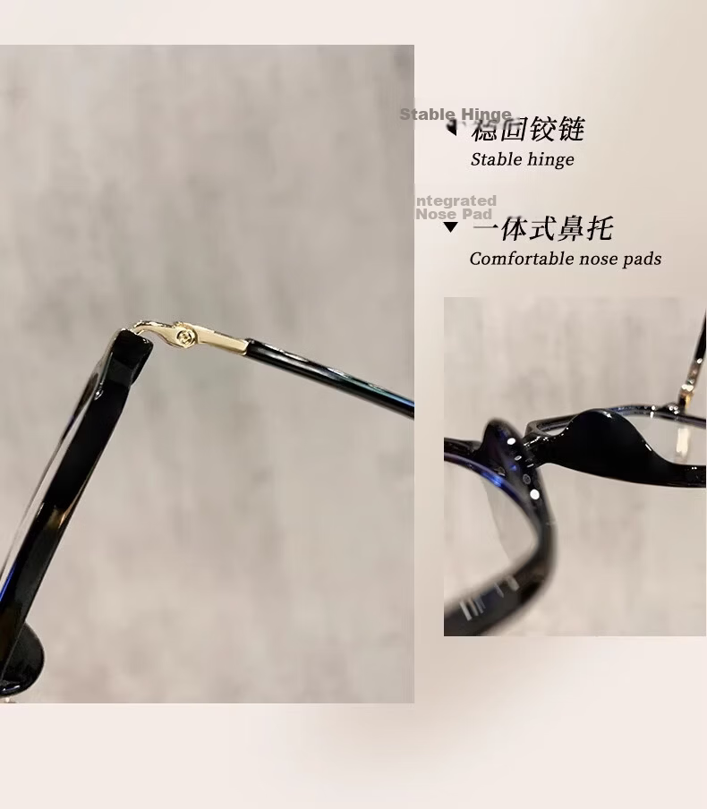 Boshide Blue Light Blocking Glasses Black Frame Ultra-Lightweight Large Frame Slimming Non-Prescription Piano Black 9