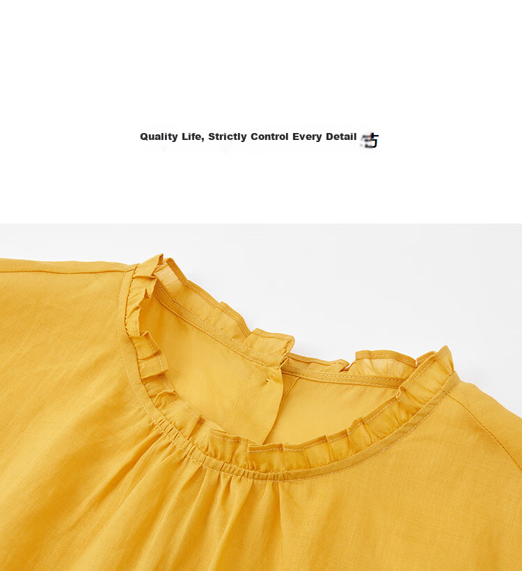 Demana [Ramie Lyocell Blend] Summer Artistic Style Ruffled Round Neck Cap Sleeve Slim Fit Shirt for Women High-End Feel 15