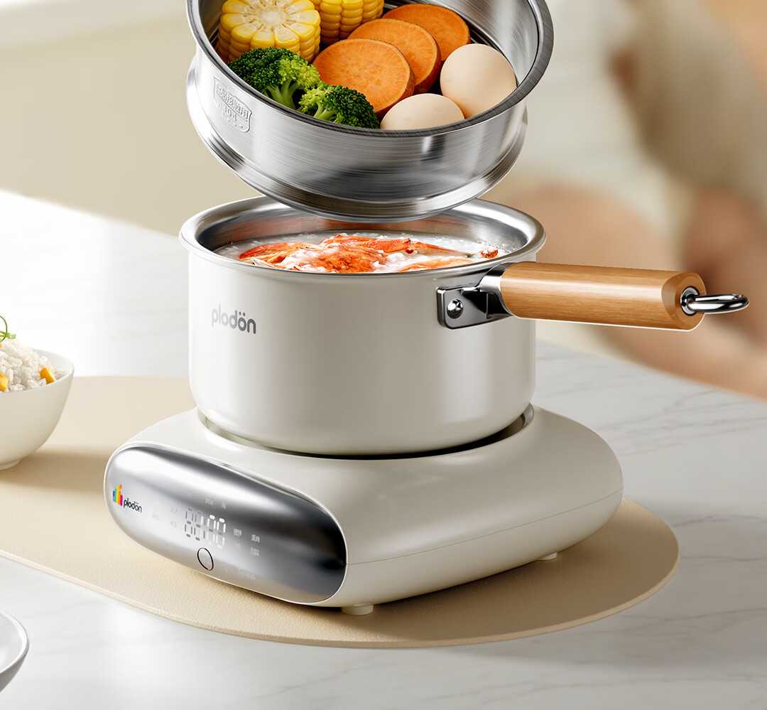PLODON Electric Steamer and Cooker Baby Food Maker Non-Stick Detachable Small Milk Pot 2