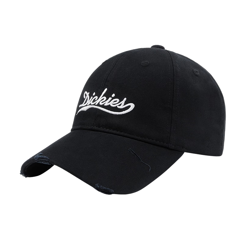 Dickies Soft Top Pure Cotton Baseball Cap Unisex Vintage Washed Large Head Circumference Duckbill Hat Black