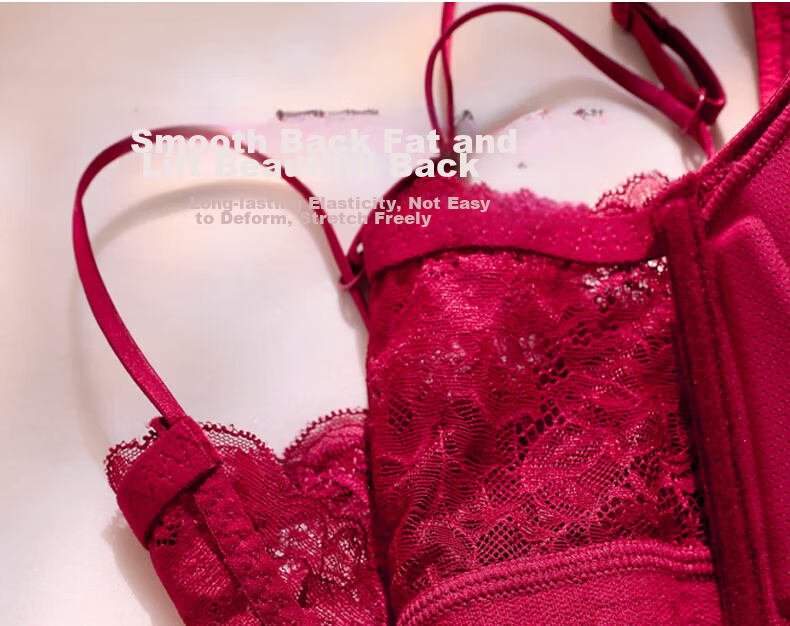 KJ Front Closure Bra Set for Women Sexy Backless Wireless Push-Up Plus Size Bra Red Year Premium Gift 26