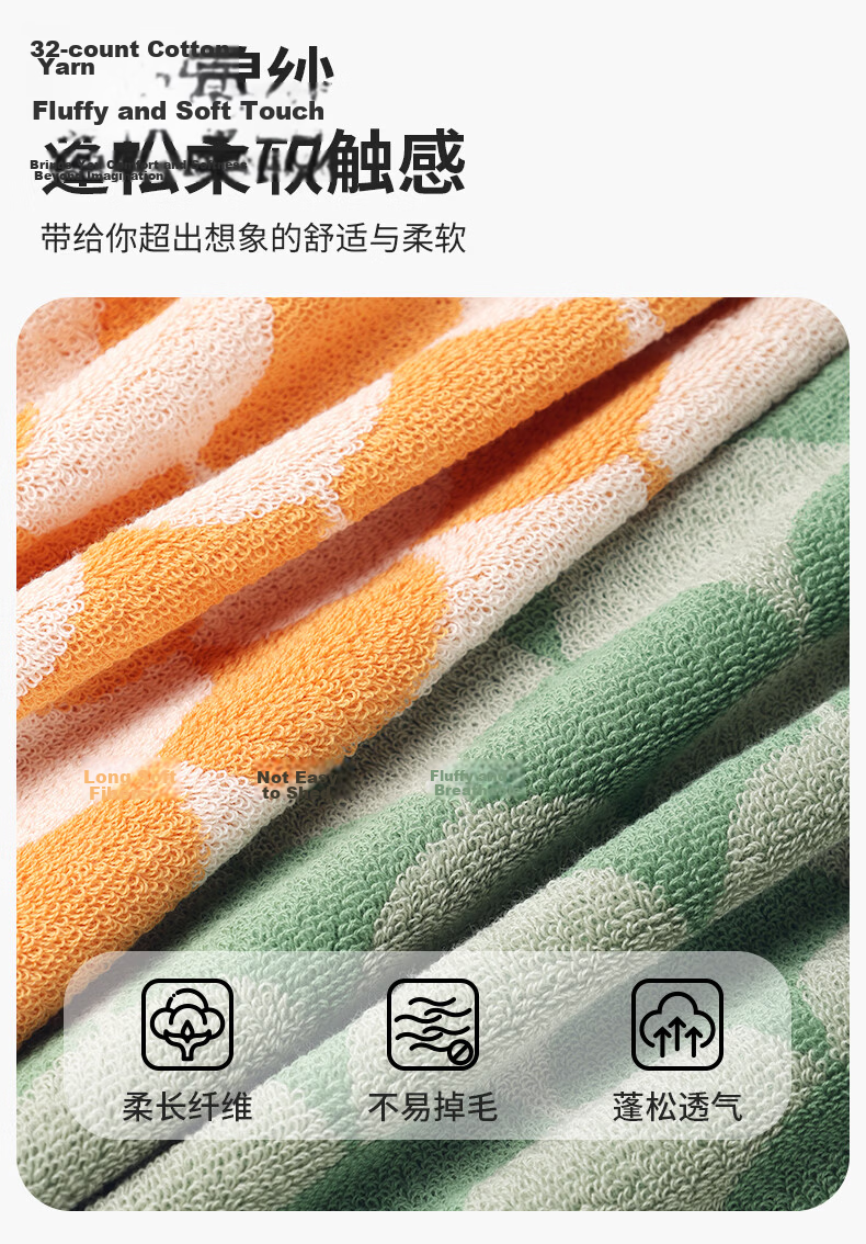 MINISO Pure Cotton Face Towel for Adults, Soft, Lint-Free, Absorbent, Antibacterial, Blue + Yellow White 8