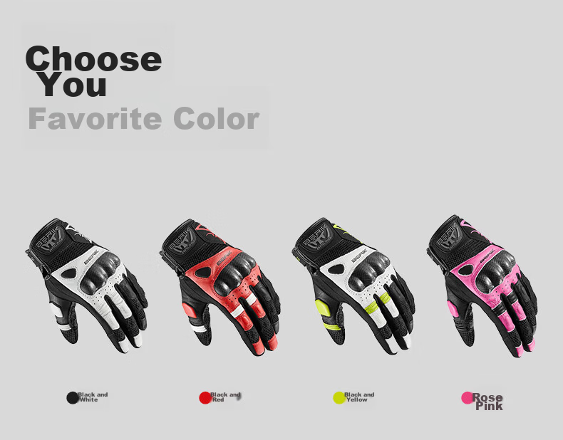 BERIK Big Eye Motorcycle Riding Gloves Summer Breathable Genuine Leather Carbon Fiber Touchscreen Shamo Black White L 9
