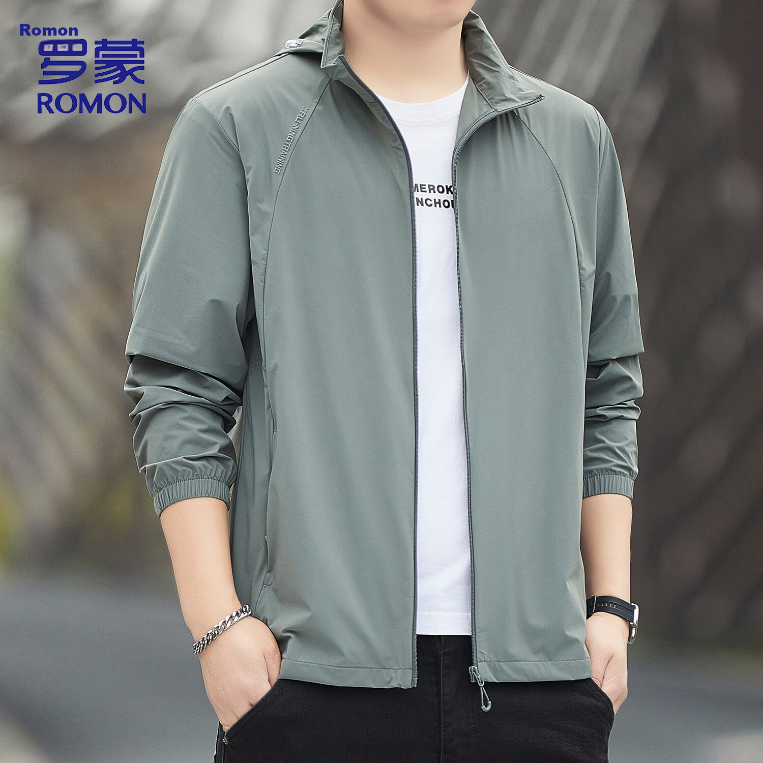 ROMON Men's Summer Lightweight Ice Silk Cooling Quick-Dry Breathable Outdoor UV Protection Jacket 2601 Green 3X