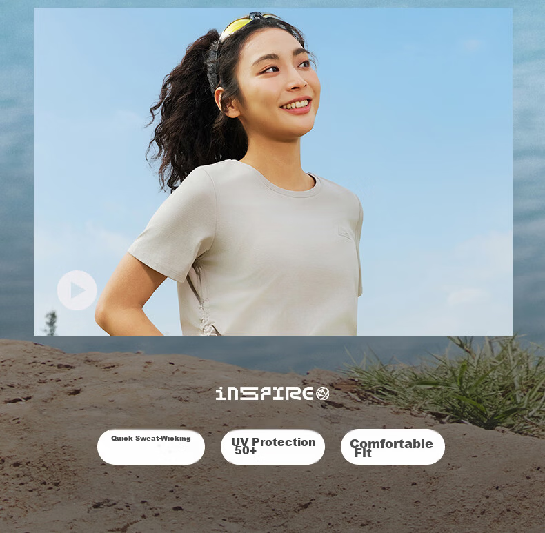 Peak Quick-Dry Short Sleeve Women's Summer Loose Breathable Sun Protection Waist-Cinching Casual T-Shirt Outdoor Sports Running Shirt DF662142 7