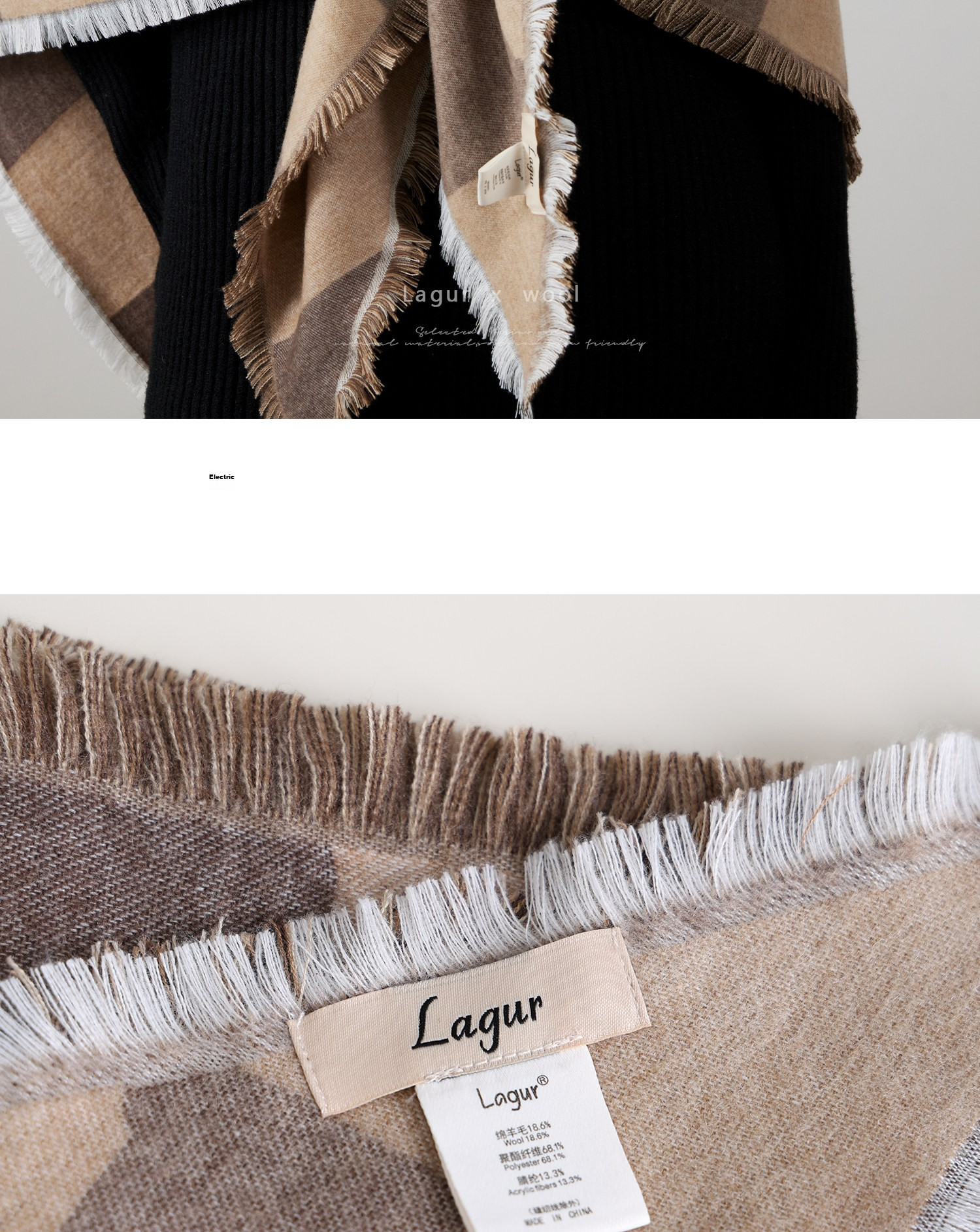 Lagur Blue Moment Tranquil Blue Fine Wool Triangle Scarf and Shawl Dual-Use Warmth Tranquil Blue 27