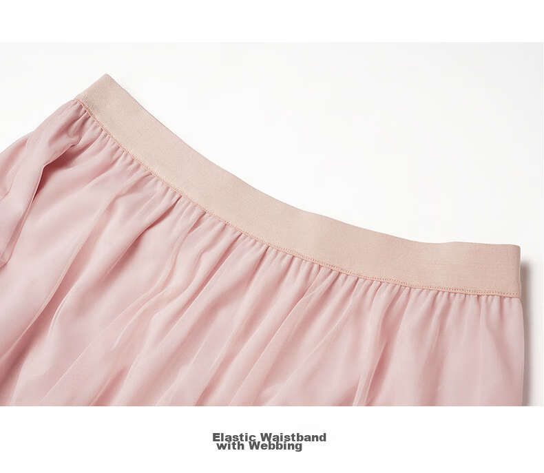 Olrain French Style Women's Skirt Spring Ruffle Lace Spliced Mesh Elegant Long Skirt Pink XL 22