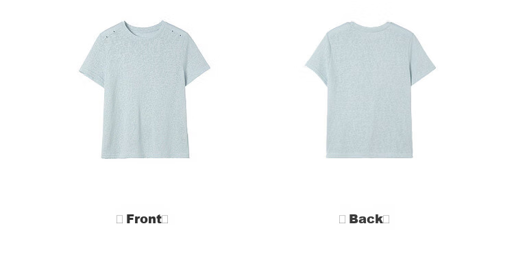 Demana [with Flax Cloud Cotton] Summer Simple Style Color-Block Shoulder Round Neck Slim Loose Fit Women's T-Shirt 19