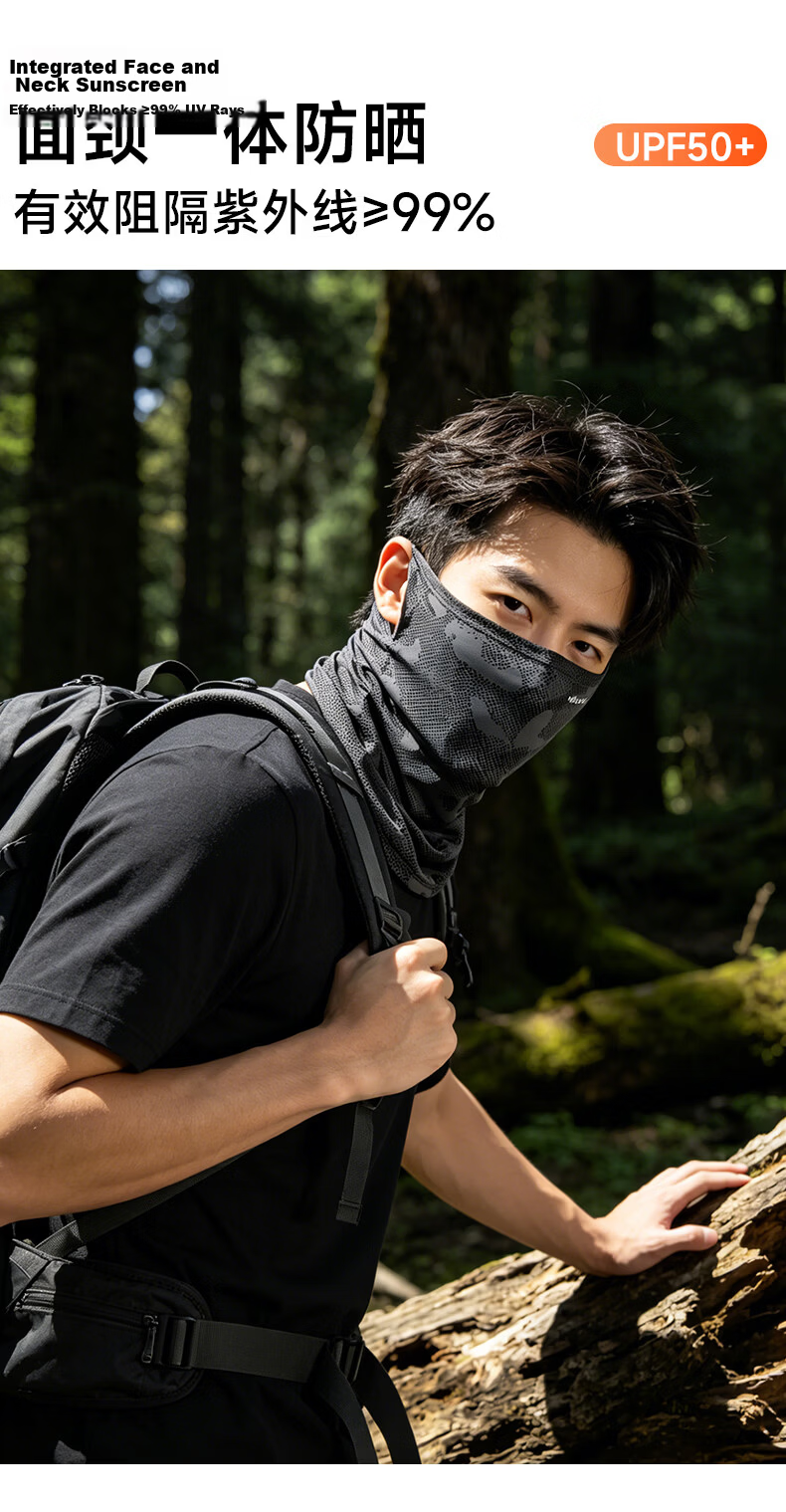 Miiow Men's Summer Outdoor UV Protection Neck Guard Camouflage Ice Silk Face Mask Sunshade Thin Face Cover for Cycling 6