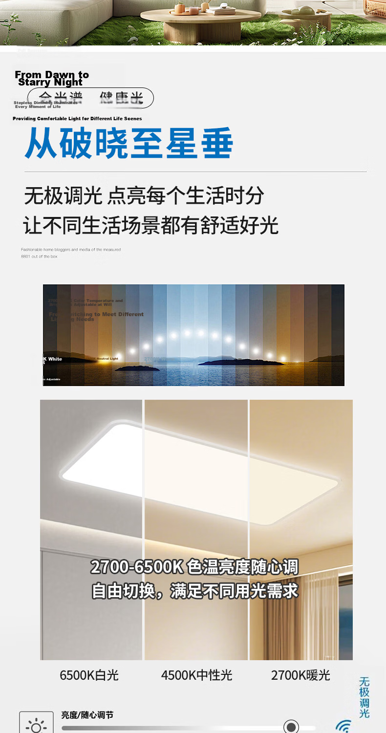 Leishi Mountain 3C Certified Blue Light Blocking Full Spectrum Eye Protection Ceiling Light for Living Room and Bedroom Compatible with Mi Home App 22