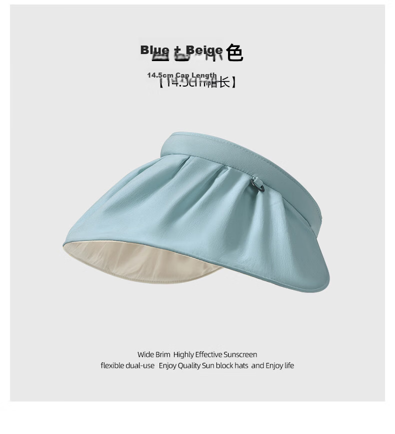 Jingtang Jingpin 2026 New Women's Sun Protection Hat Large Brim Headband Open Top Shell Hat UV Protection Foldable Sunshade Hat 12