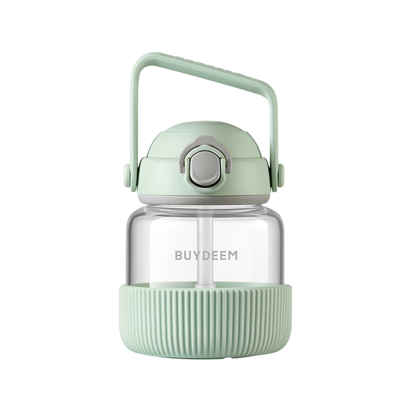 Buydeem Glass Cup, Water And Tea Separation, Heat-Resistant High Borosilicate Glass, Straw Cup, Wide-Bellied Cup