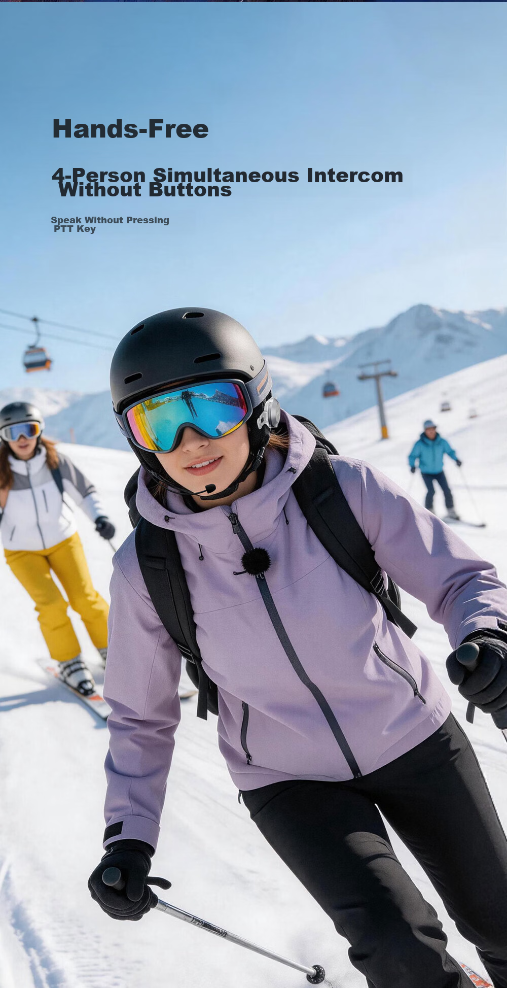 EJEAS S2 Low Temperature Edition Ski Walkie Talkie Mesh Helmet Bluetooth Headset Card-Free Multi-Person Real-Time Intercom 6