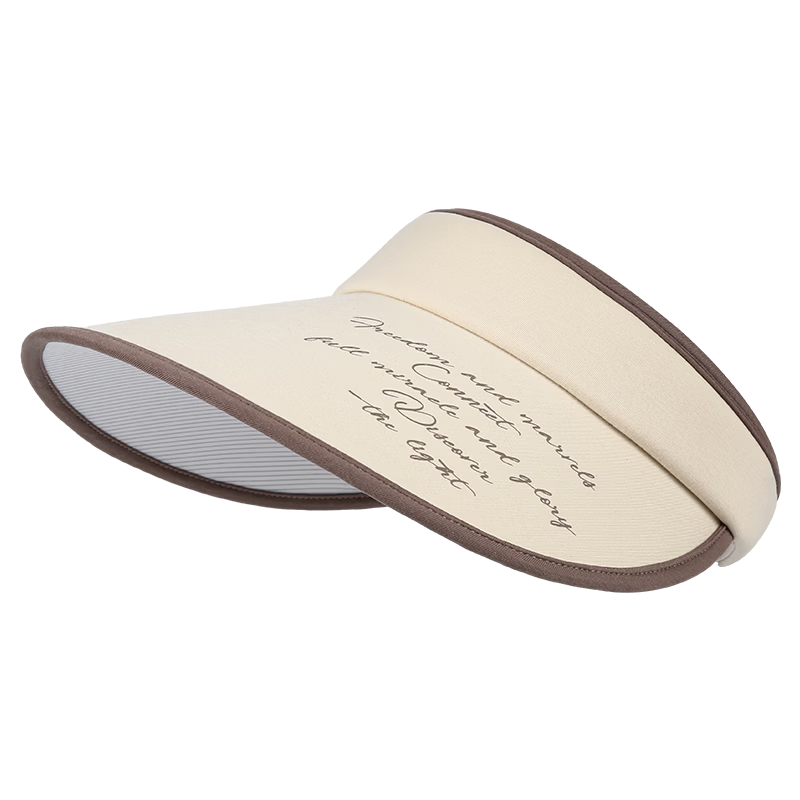 CACUSS Large Brim Open Top Hat Women's Summer Outdoor Sun Protection Casual Sports Face Slimming Sun Hat Beige Coffee