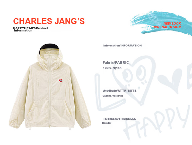 Charles Heart Summer Loose Fit Unisex UPF50+ Jacket Comfortable Cool Sun Protection Coat Pink XS 5